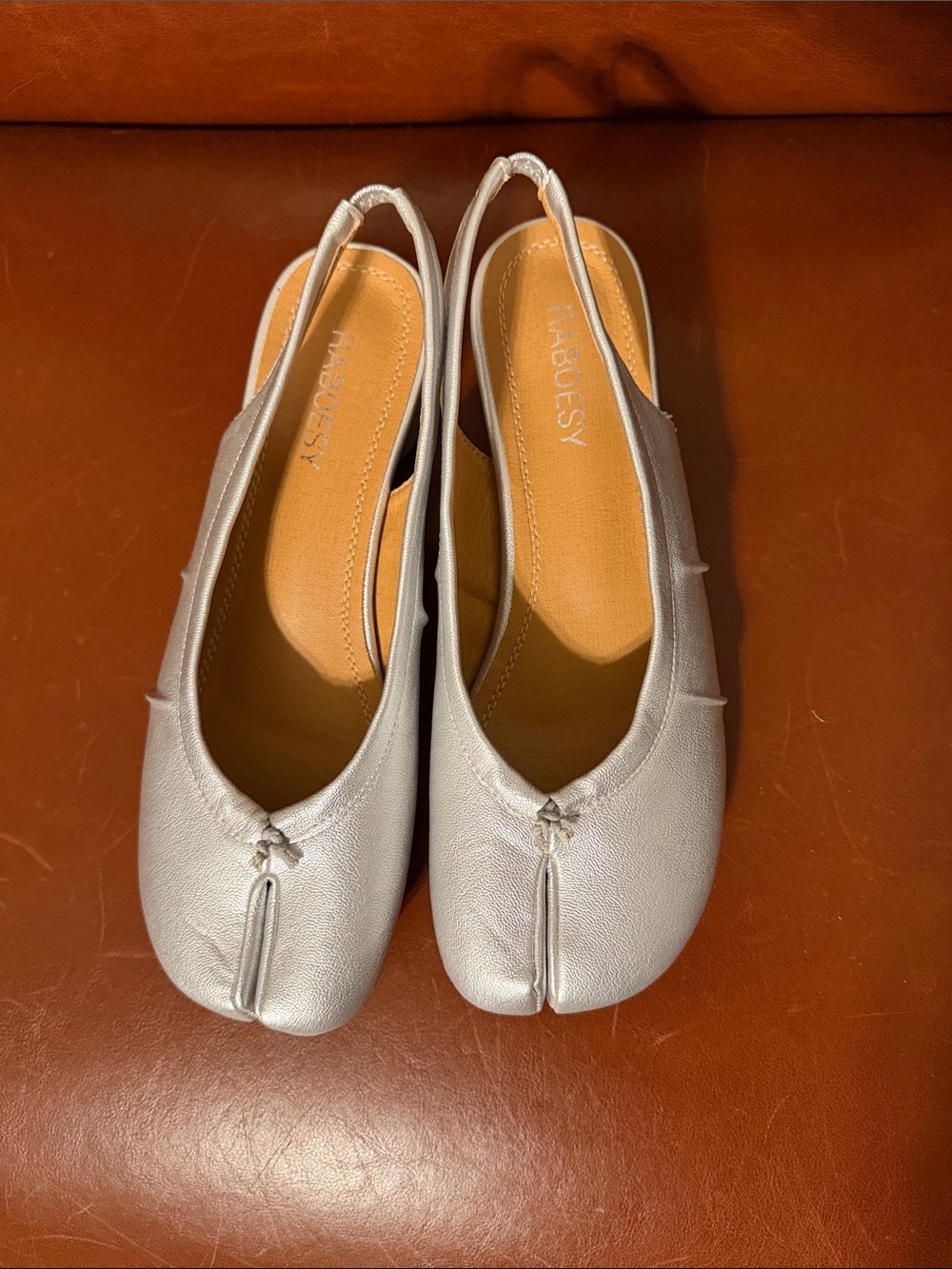 Raboesy Women's Silver Ballet Flats - Soft Slip-On Loafers